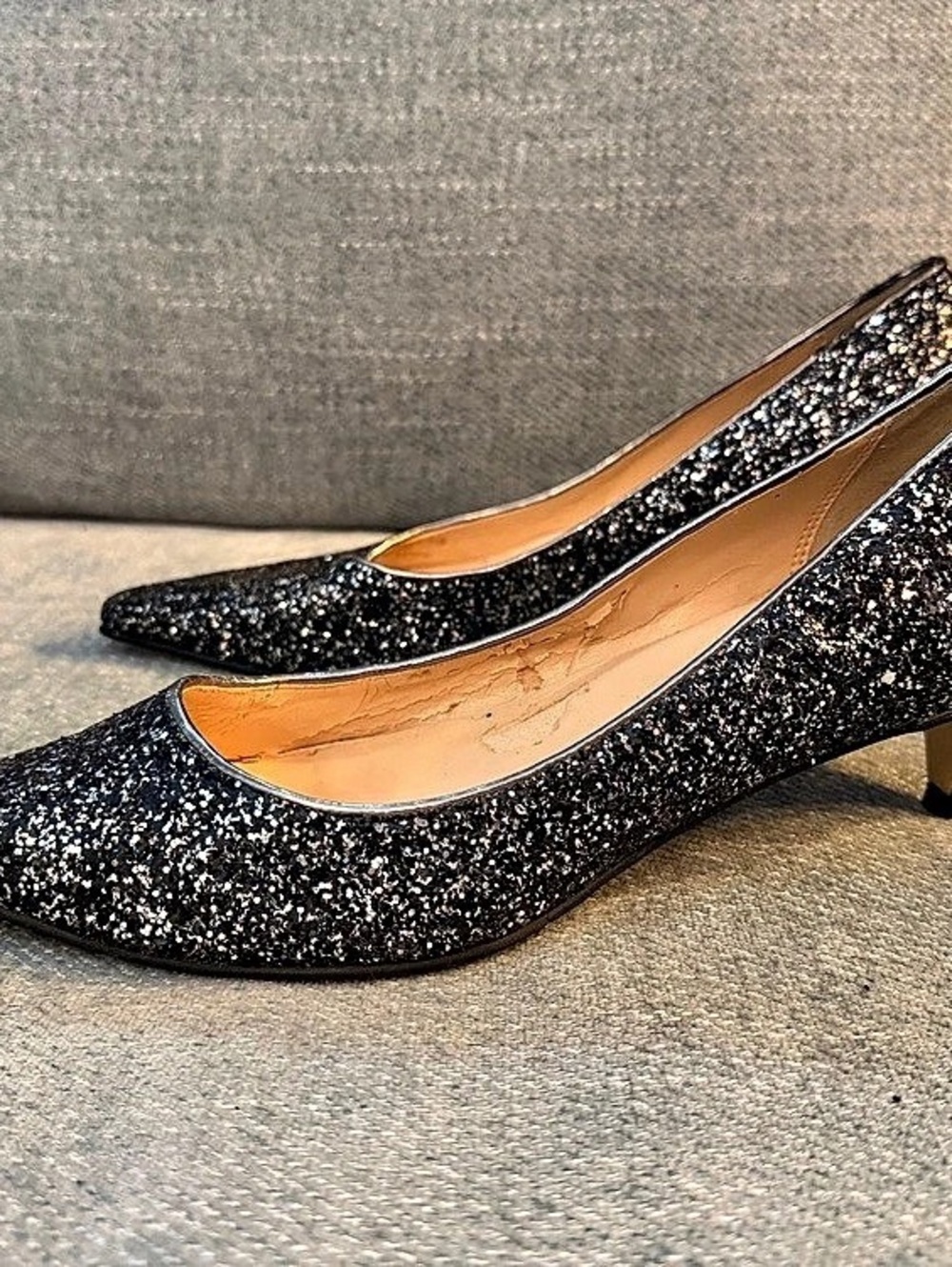 Cole Haan Nike Air Black Silver Glitter Kitten Heel Pumps 7.5